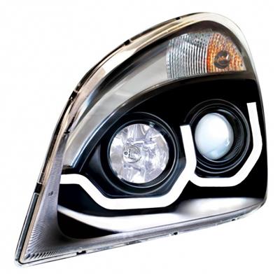 CASCADIA LED HEADLIGHT 2008-2022 (WHITE U-BAR) (BLACK HOUSING) - RIGHT SIDE