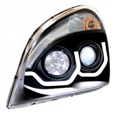 CASCADIA P3 LED HEADLIGHT 2008-2022 (WHITE U-BAR) (BLACK HOUSING) - LEFT SIDE