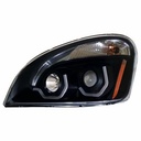 FREIGHTLINER P3 CASCADIA PROJECTION HEADLIGHT (AMBER U-BAR) - LH (BLACK HOUSING)