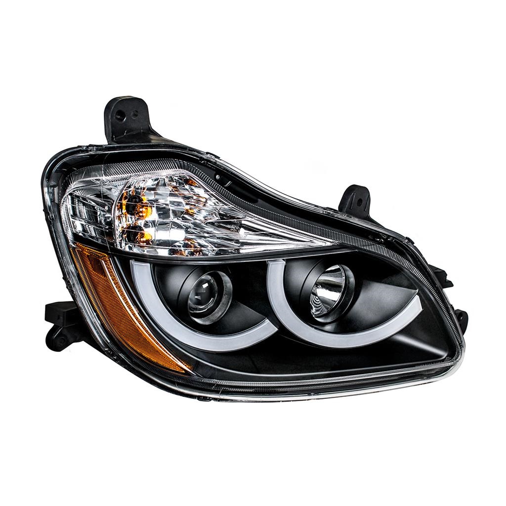 KENWORTH T680 PROJECTION HEADLIGHT W/ LED POSITION LIGHT FITS 2013 & UP (BLACK) - RH