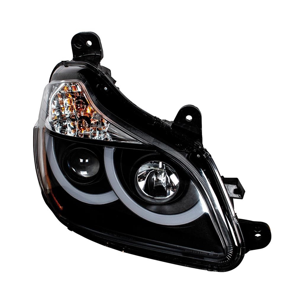 KENWORTH T680 PROJECTION HEADLIGHT W/ LED POSITION LIGHT FITS 2013 & UP (BLACK) - RH