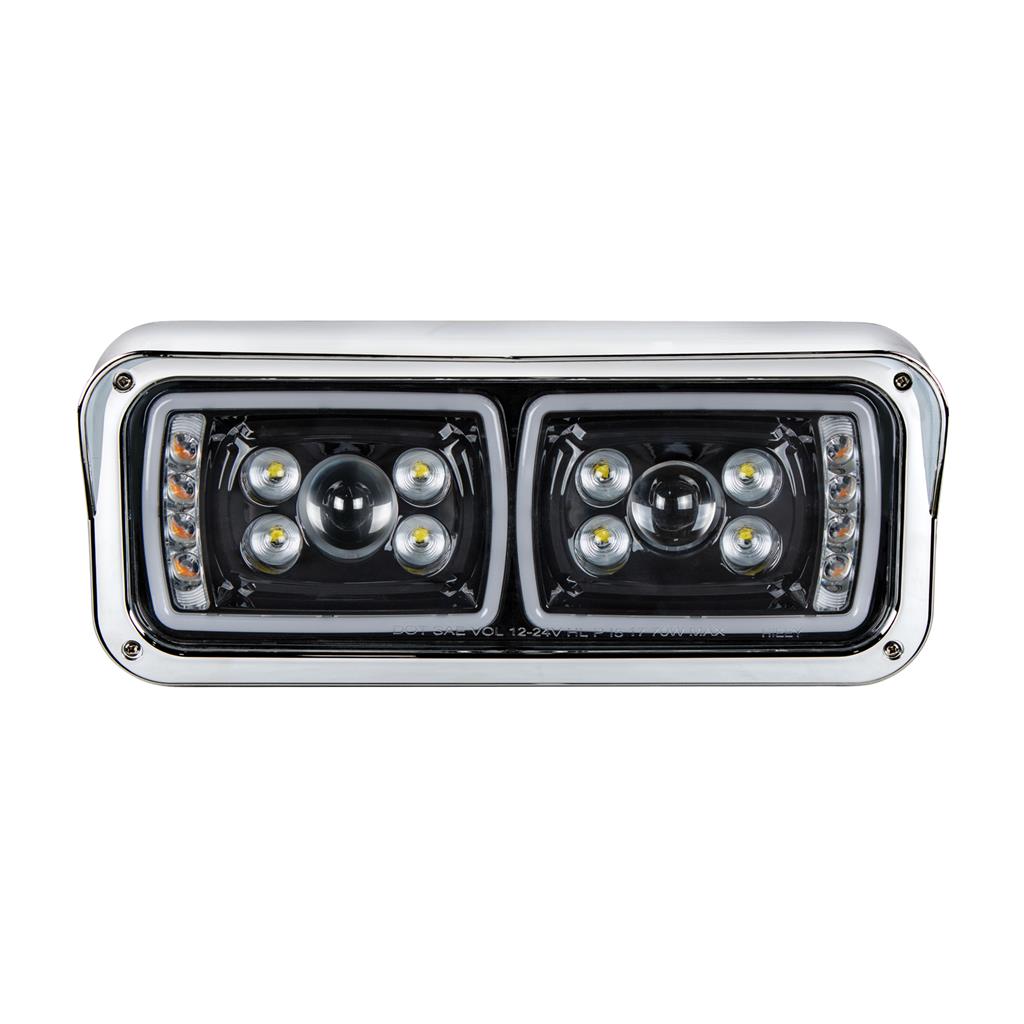 PETERBILT 379 LED "BLACKOUT" PROJECTION HEADLIGHT W/ LED TURN SIGNAL - LEFT SIDE