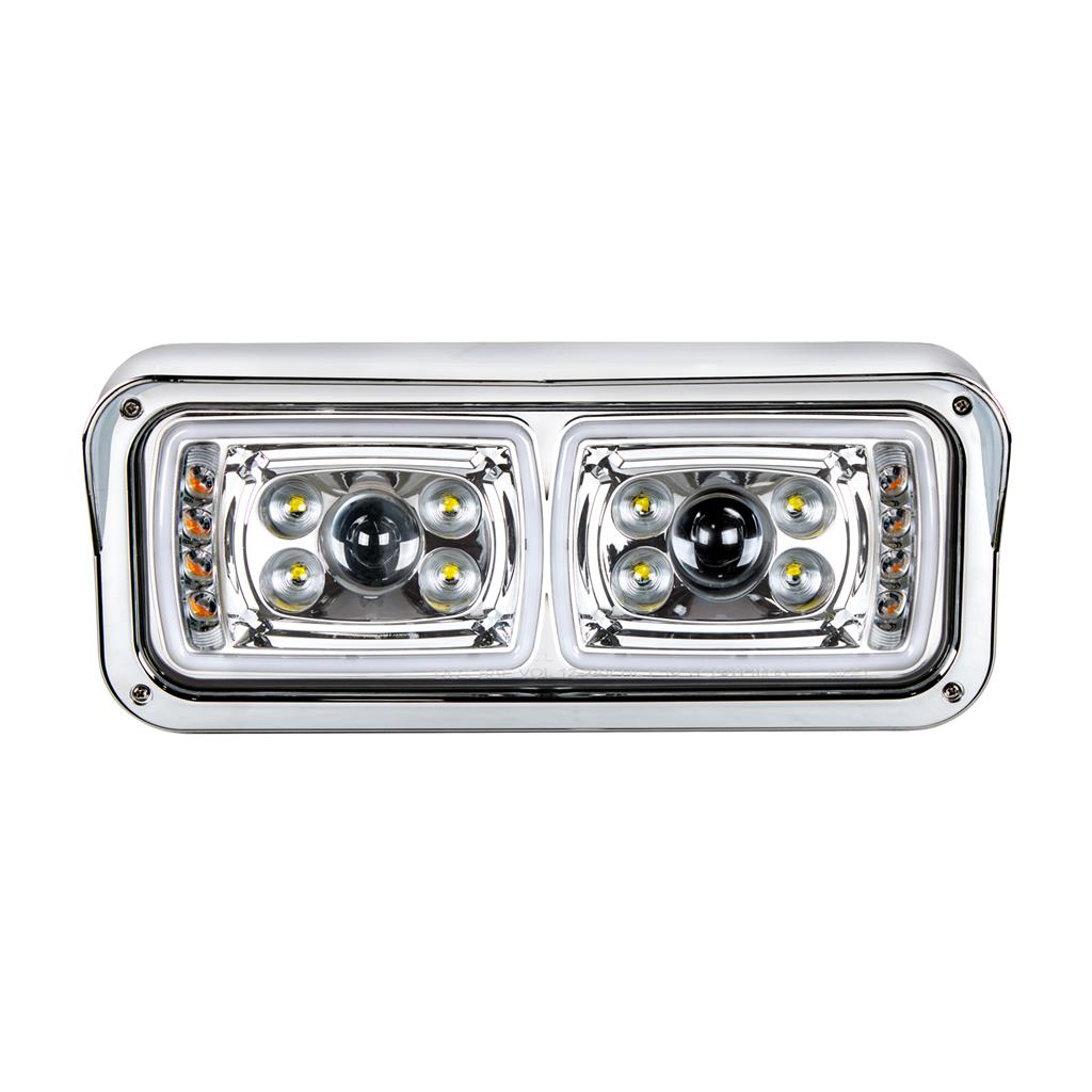 PETERBILT 379 LED CHROME PROJECTION HEADLIGHT W/ LED TURN SIGNAL - RIGHT SIDE