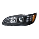 PETERBILT 386/384/387 PROJECTION HEADLIGHT W/ LED POSITION LIGHT & LED TURN SIGNAL 2008 & UP (BLACK HOUSING) - LEFT SIDE