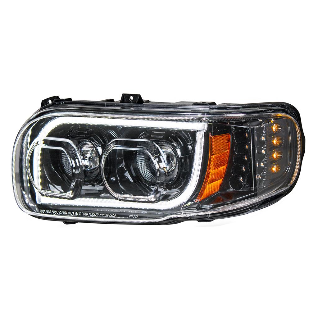 PETERBILT 388/389 HIGH POWER LED HEADLIGHT (BLACKOUT) W/ LED POSITION LIGHT & LED TURN SIGNAL 2008 & UP - LEFT SIDE