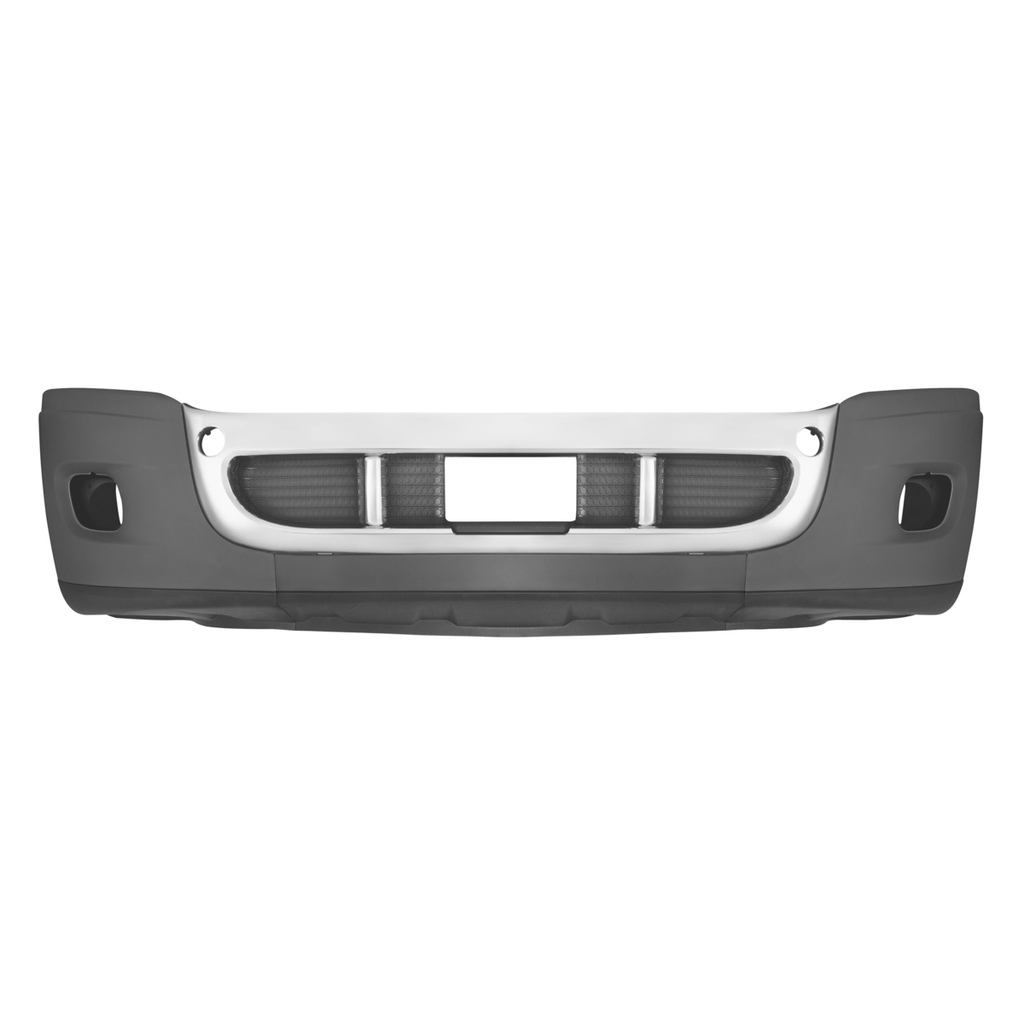 CASCADIA 2008-2017 COMPLETE PLASTIC BUMPER WITH FOG LIGHT HOLES WITH CHROME OVERLAY