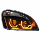 FREIGHTLINER P3 CASCADIA PROJECTION HEADLIGHT (AMBER U-BAR) - RIGHT SIDE (BLACK HOUSING)