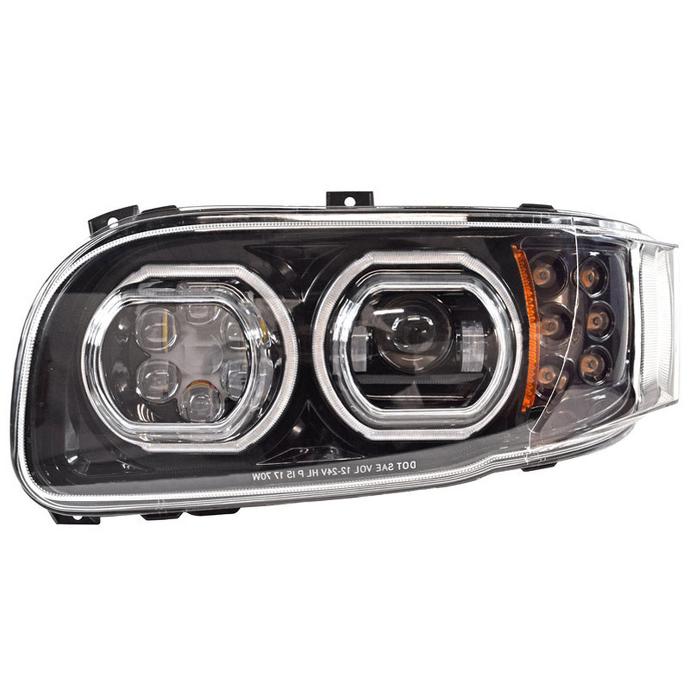 PETERBILT 389 FULL LED HEADLIGHT (HALO RING) (BLACK HOUSING) - LEFT SIDE