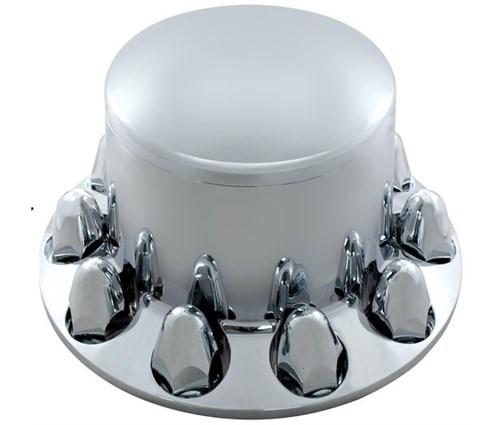 CHROME REAR AXLE COVER W/ 1 1/2" NUT COVERS (DOME SHAPE-PUSH ON)