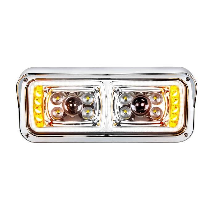 PETERBILT 379 LED CHROME PROJECTION HEADLIGHT W/ LED TURN SIGNAL - LEFT SIDE