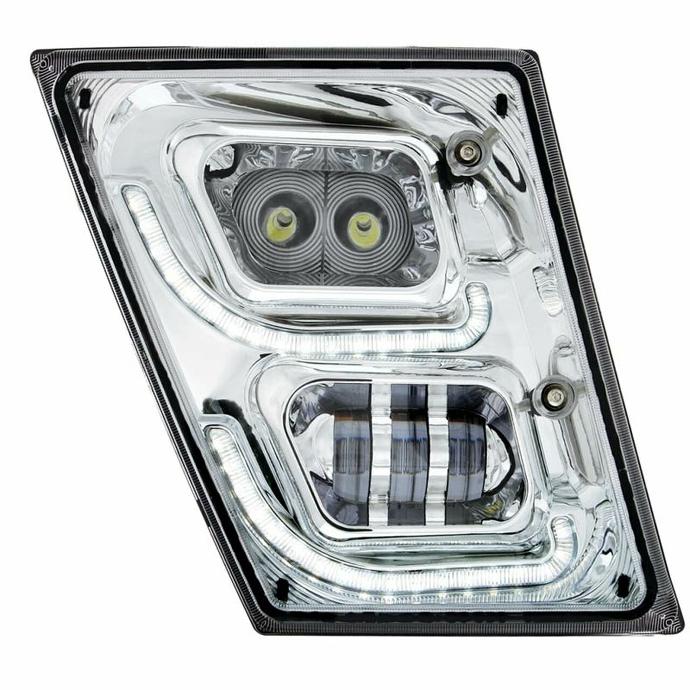 VOLVO VNL HIGH POWER LED FOG LIGHT W/ LED DRL & POSITION LIGHT 2004-2017 (CHROME HOUSING) - RIGHT SIDE