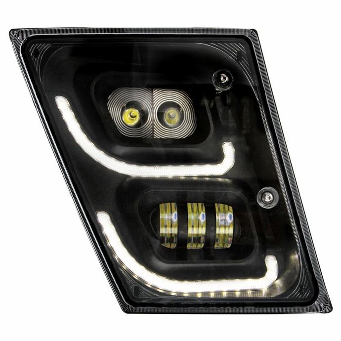 VOLVO VNL HIGH POWER LED FOG LIGHT W/ LED DRL & POSITION LIGHT 2004-2017 (BLACK HOUSING) - RIGHT SIDE