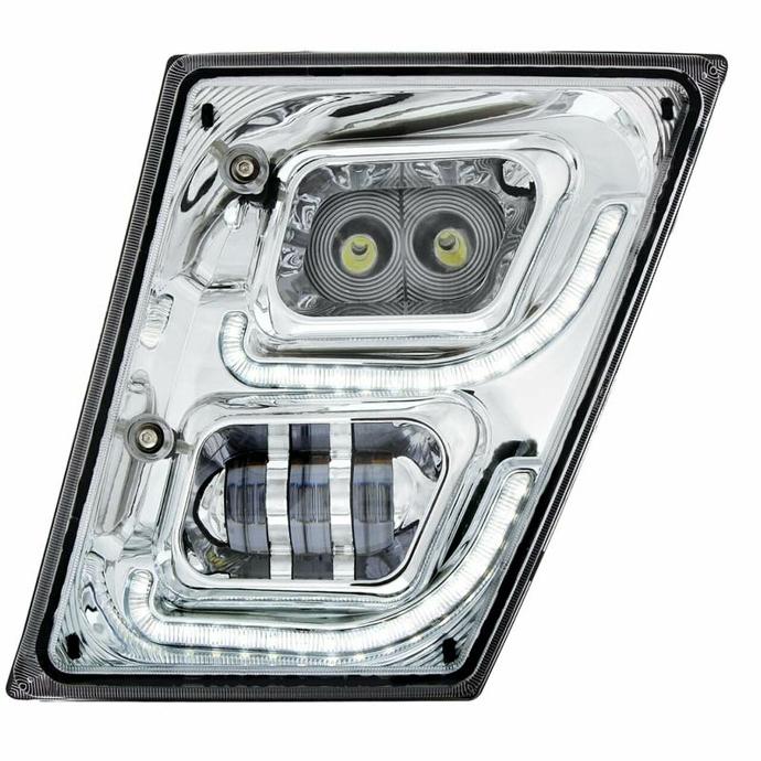 Volvo VNL HIGH POWER LED FOG LIGHT W/ LED DRL & POSITION LIGHT 2004-2017 (CHROME HOUSING) - LEFT SIDE