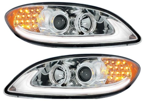 [INT2418] PROSTAR LED HEADLIGHTS 2008-2017 (PAIR) (CHROME HOUSING) (LED BAR AND LED TURN SIGNALS)