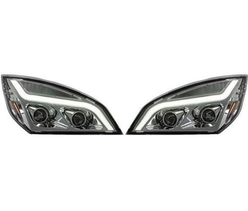 [FRE3827] FREIGHTLINER CASCADIA 2018 & UP LED BAR HEADLIGHT (PAIR) (CHROME HOUSING)