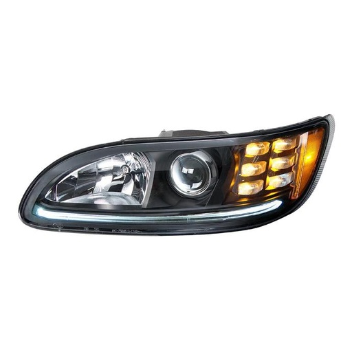 [PET6034] PETERBILT 386/384/387 PROJECTION HEADLIGHT W/ LED POSITION LIGHT & LED TURN SIGNAL 2008 & UP (BLACK HOUSING) - LEFT SIDE