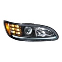 PETERBILT 386/384/387 PROJECTION HEADLIGHT W/ LED POSITION LIGHT & LED TURN SIGNAL 2008 & UP (BLACK HOUSING) - RIGHT SIDE