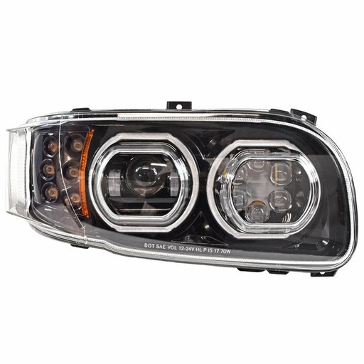 [PET2508] PETERBILT 389 FULL LED HEADLIGHT (HALO RING) (BLACK HOUSING) - RIGHT SIDE