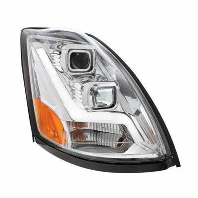 [VOL3599] Volvo VNL 2004-2017 "CHROME" PROJECTION HEADLIGHT W/ LED POSITION LIGHT BAR - RIGHT SIDE
