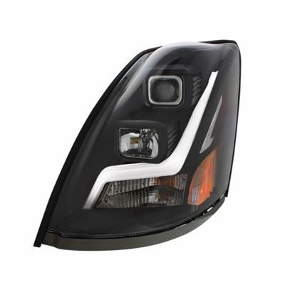 [VOL3596] VOLVO VNL 2004-2017 "BLACKOUT" PROJECTION HEADLIGHT W/ LED POSITION LIGHT BAR - LEFT SIDE