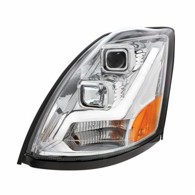 [VOL3598] VOLVO VNL 2004-2017 "CHROME" PROJECTION HEADLIGHT W/ LED POSITION LIGHT BAR - LEFT SIDE